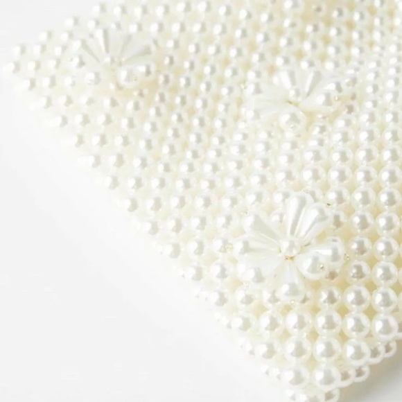 NWT Zara Woman Pearl Bag Purse Flowers Handbag - Picture 2 of 6